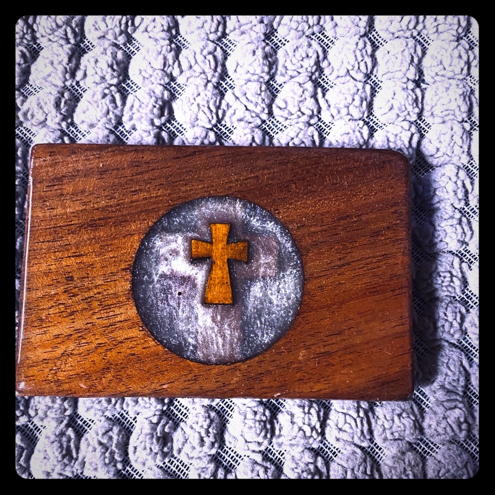 Unisex custom cross belt buckle. Wood, epoxy resin